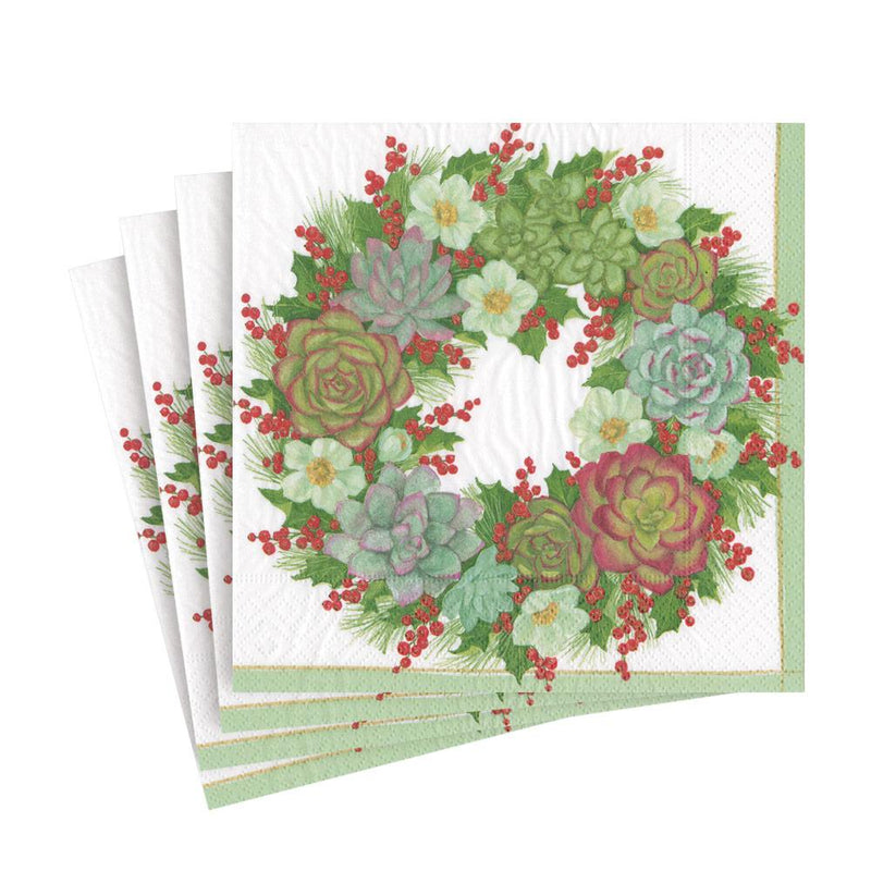 Succulent Wreath Paper Luncheon Napkins - The Country Christmas Loft