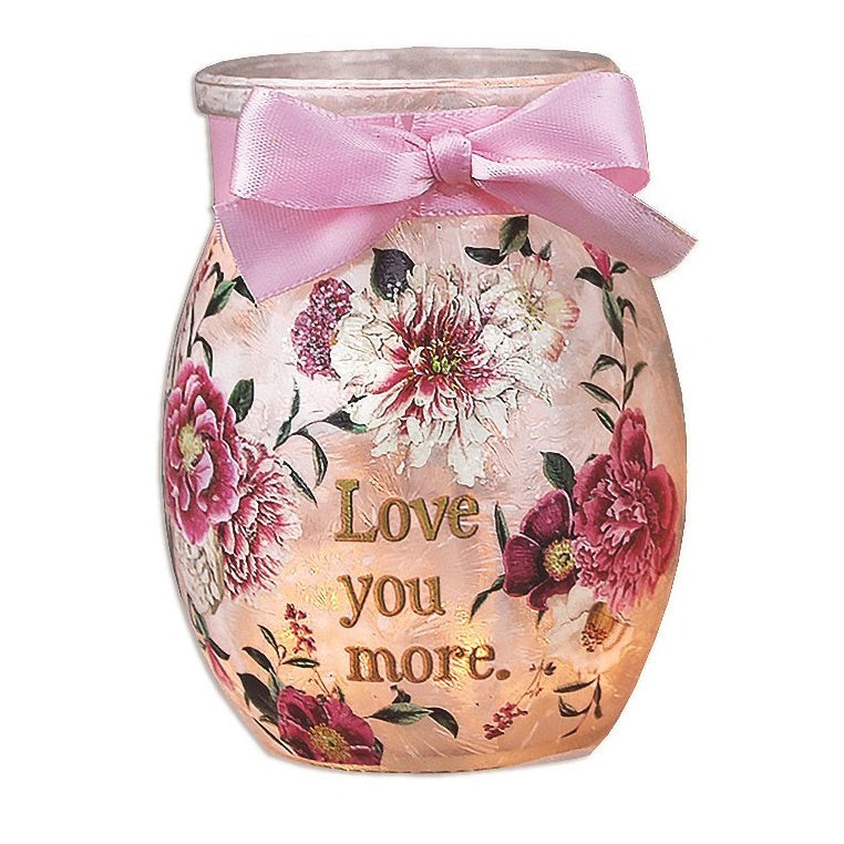 Lighted Glass Jar with Ribbon - Love You More