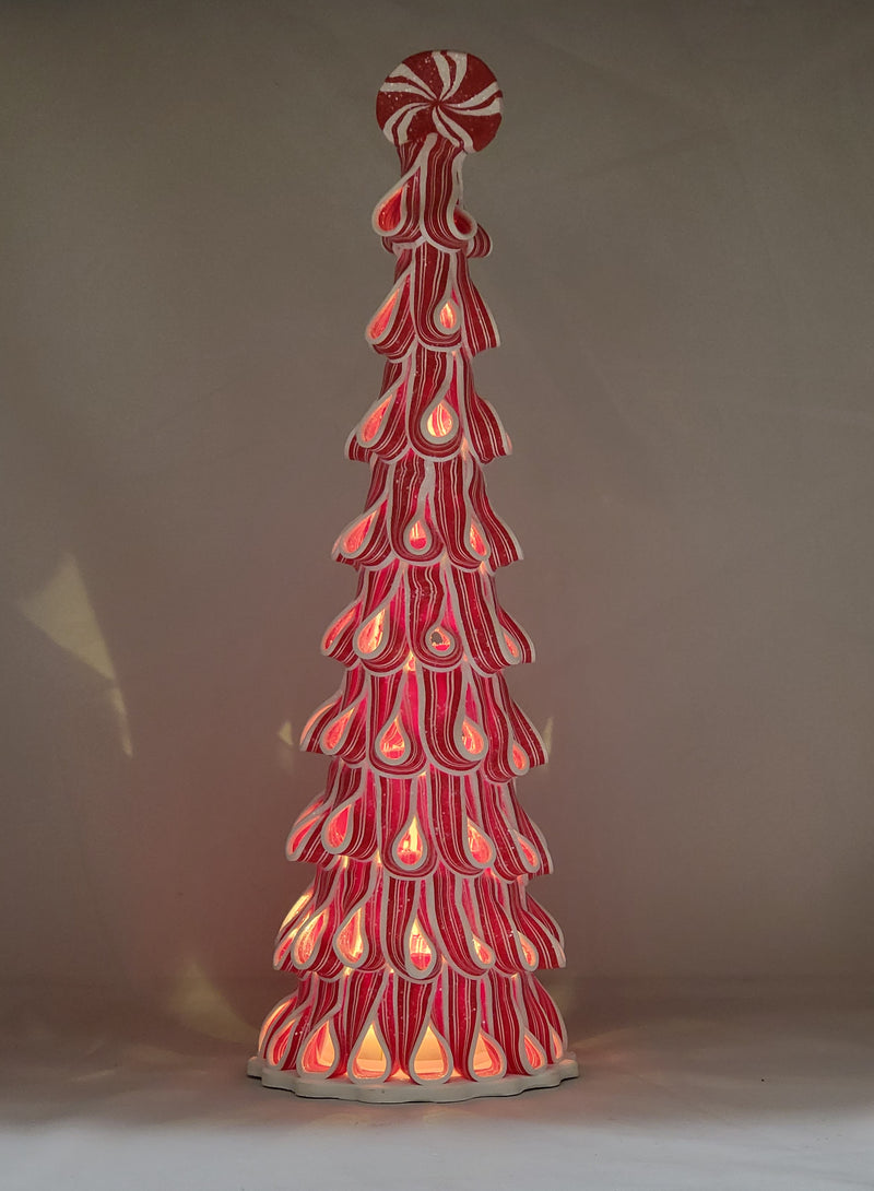 Peppermint Candy Tree - Lighted - 18 Inches tall