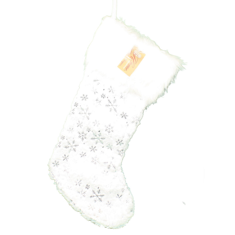 White and Silver Snowflake Lighted Stocking