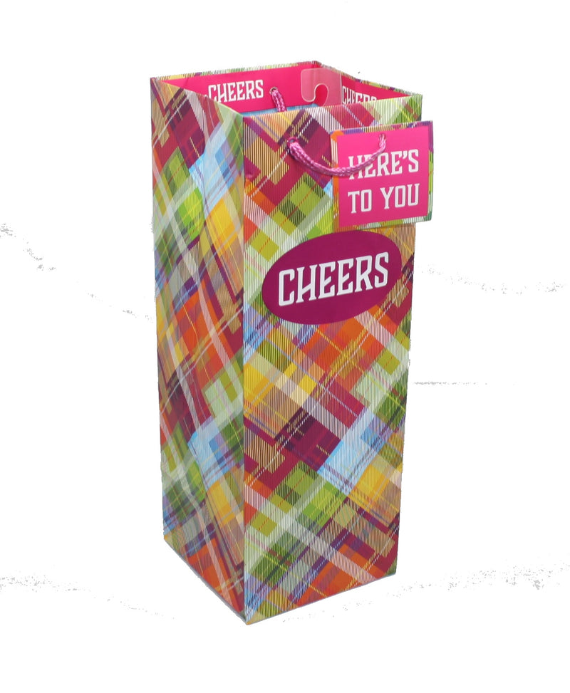 Cheers Wine Bottle Gift Bag - The Country Christmas Loft