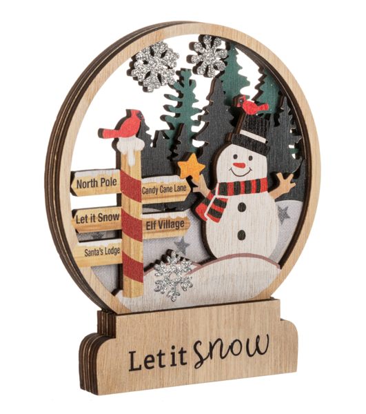 Laser Cut Light Up Snow Globe Figurine - Let It Snow - The Country Christmas Loft