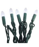 50-Light C3 Diamond Cool White LED Green Wire Light Set - The Country Christmas Loft