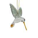 Egyptian Glass Hummingbird Ornament - Green with Yellow Beak