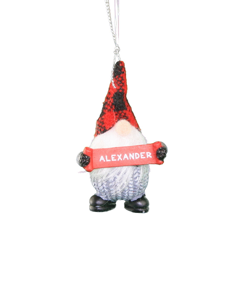 Personalized Gnome Ornament (Letters A-I) - Alexander - The Country Christmas Loft