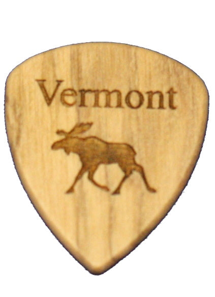 Vermont  Wooden Guitar Pick With Moose