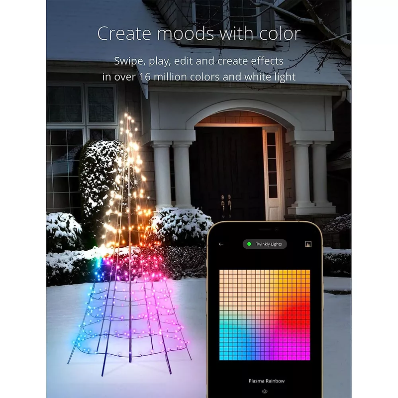 Twinkly 300-Light RGB LED Light Pole Tree (Generation II) - The Country Christmas Loft