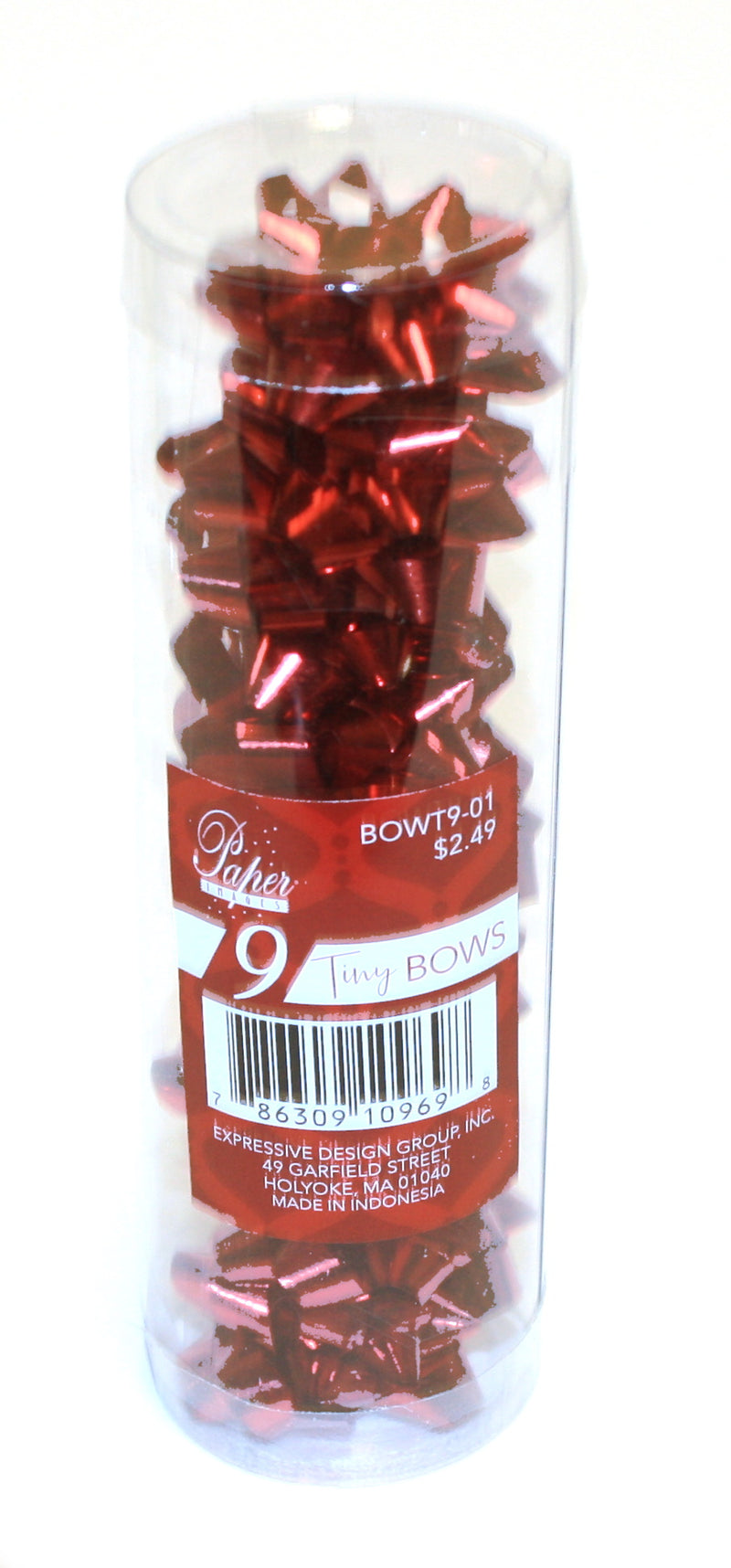9 Tiny Metallic Bows In A Tube - Red Metallic - The Country Christmas Loft