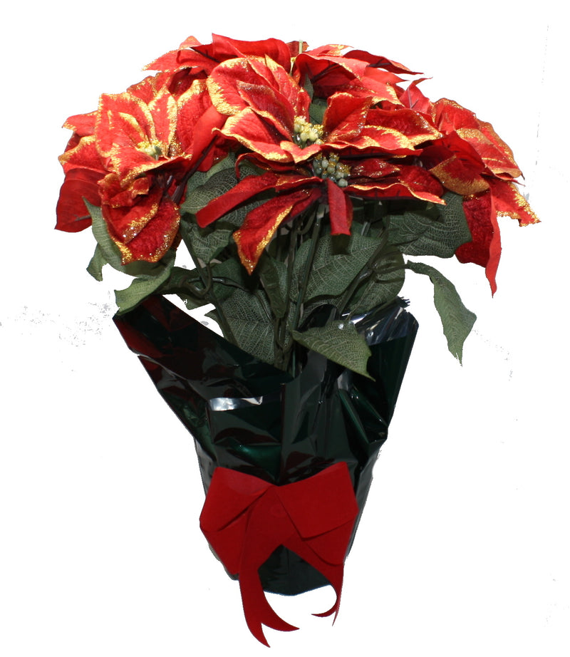 22" Potted Faux Red Poinsettia - The Country Christmas Loft