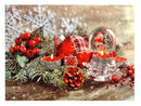 7.8" Lighted Canvas Print -  Red Candles And Red Ornaments - The Country Christmas Loft
