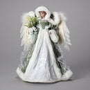 Green Angel with White Velvet Dress - 16 Inch - The Country Christmas Loft