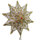White and Gold Jeweled Star Treetop - 16 Inch - The Country Christmas Loft