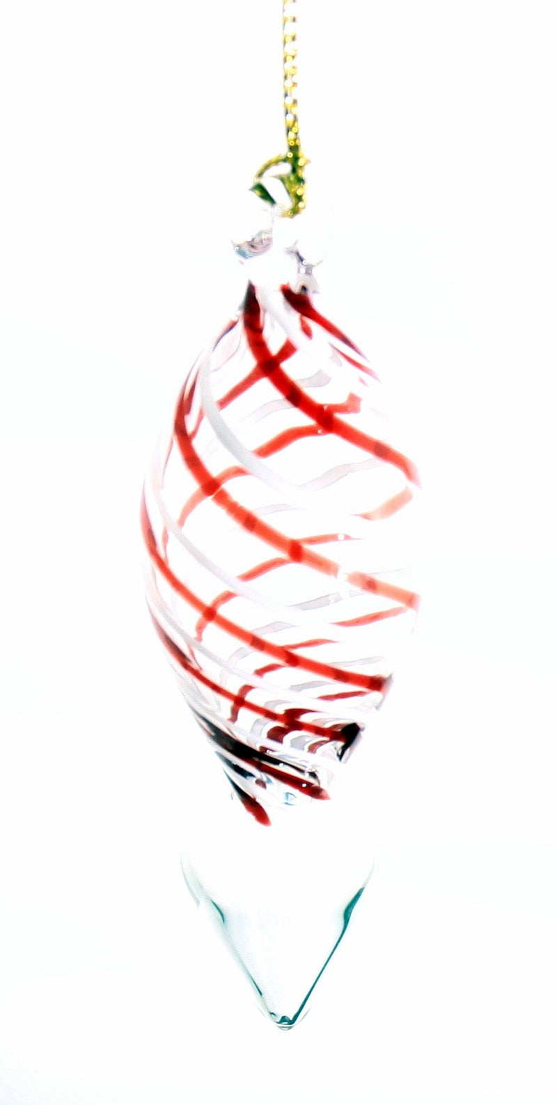 Candy Cane Stripe Blown Glass Ornament - Arrow