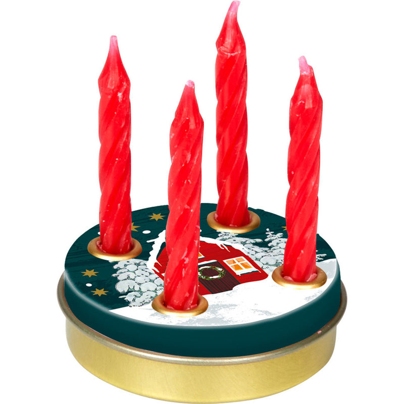 Mini Advent Wreath Tin with Candles - House