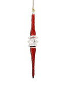 Outer Swirl Icicle Glass Ornaments - Christmas Red - Clear Center