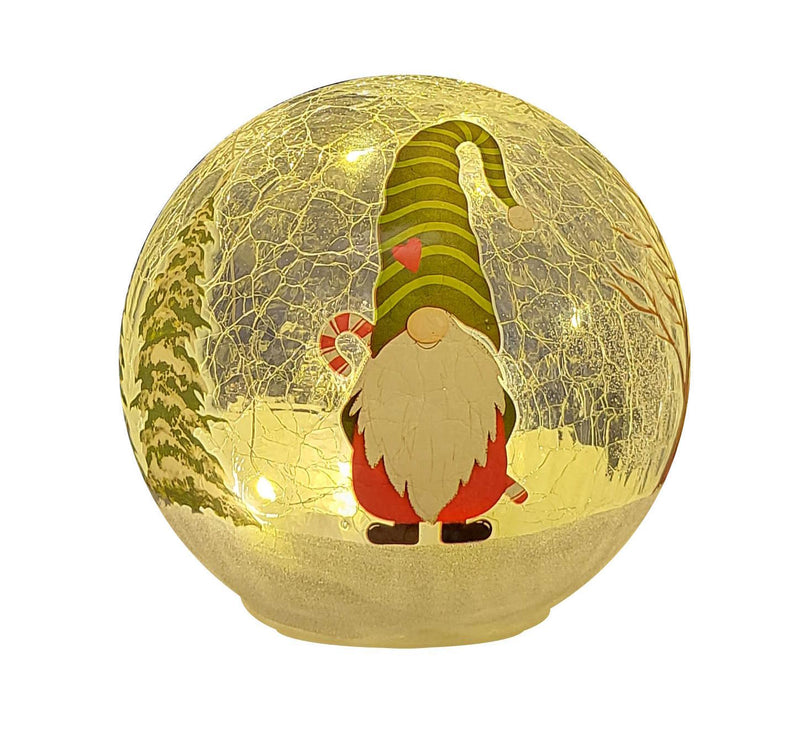 Lighted Globe - Gnome With Candy Cane