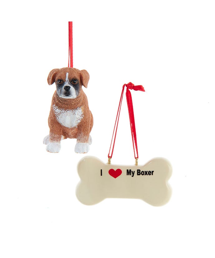 I love My Boxer With Dog Bone Ornaments - The Country Christmas Loft