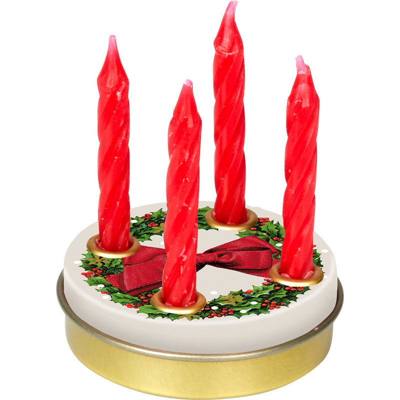 Mini Advent Wreath Tin with Candles - Wreath