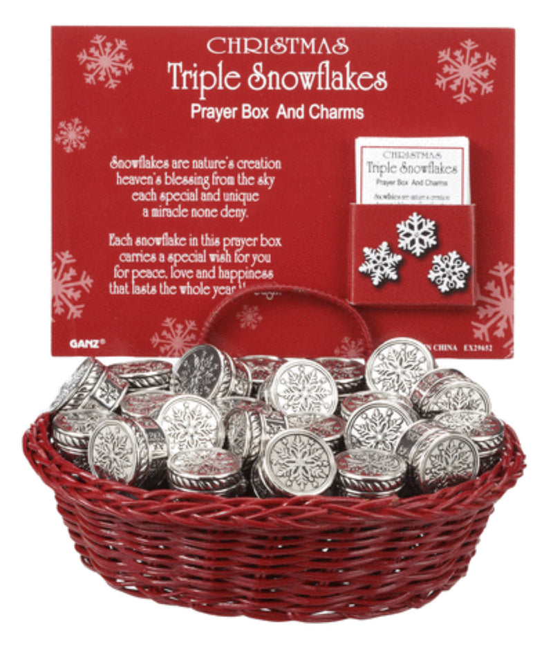 Triple Snowflake Prayer Box with Charms - The Country Christmas Loft