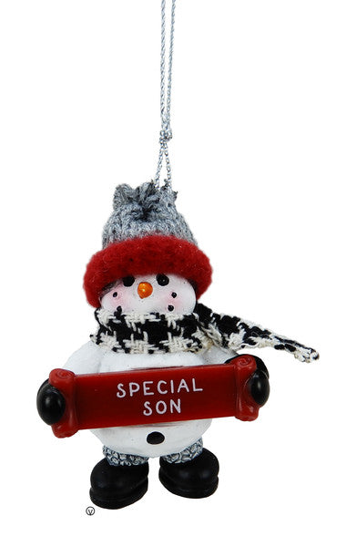 Cozy Snowman Ornament - Special Son - The Country Christmas Loft