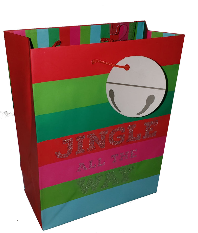 Traditional Medium Holiday Gift Bags - Jingle all the way