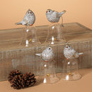 Holiday Bird On Top Of Glass Bell - Ornament - The Country Christmas Loft
