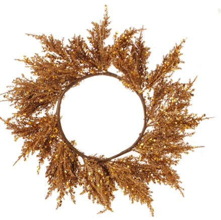 6.25 inch Glittered Pine Candle Ring - Copper - The Country Christmas Loft