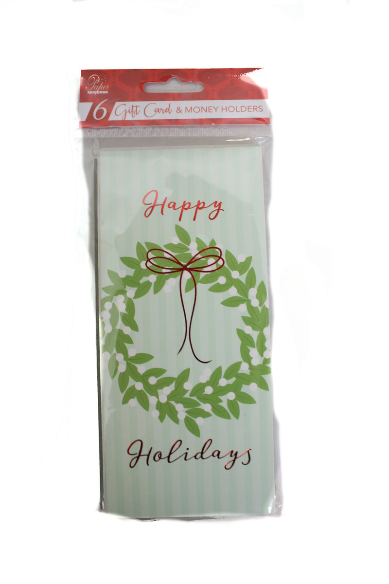 Christmas Money Card Holder - Wreath/Poin - The Country Christmas Loft