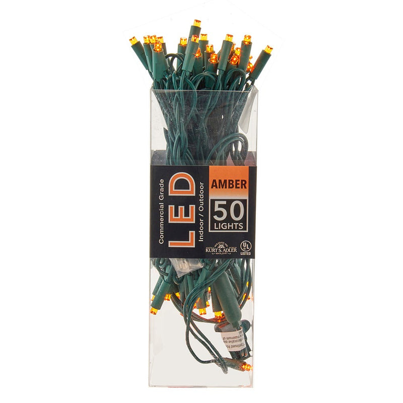 50-Light 5MM Amber Green Wire Light Set - The Country Christmas Loft