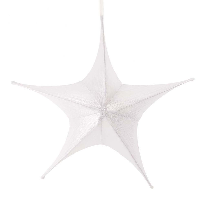 32 Inch Metalic Silk Foldable 3D Star - Silver - The Country Christmas Loft
