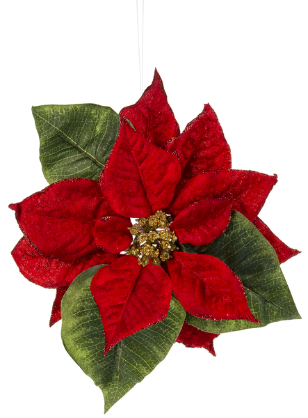 Clip on Poinsettia Bloom - Red - 9 inch - The Country Christmas Loft