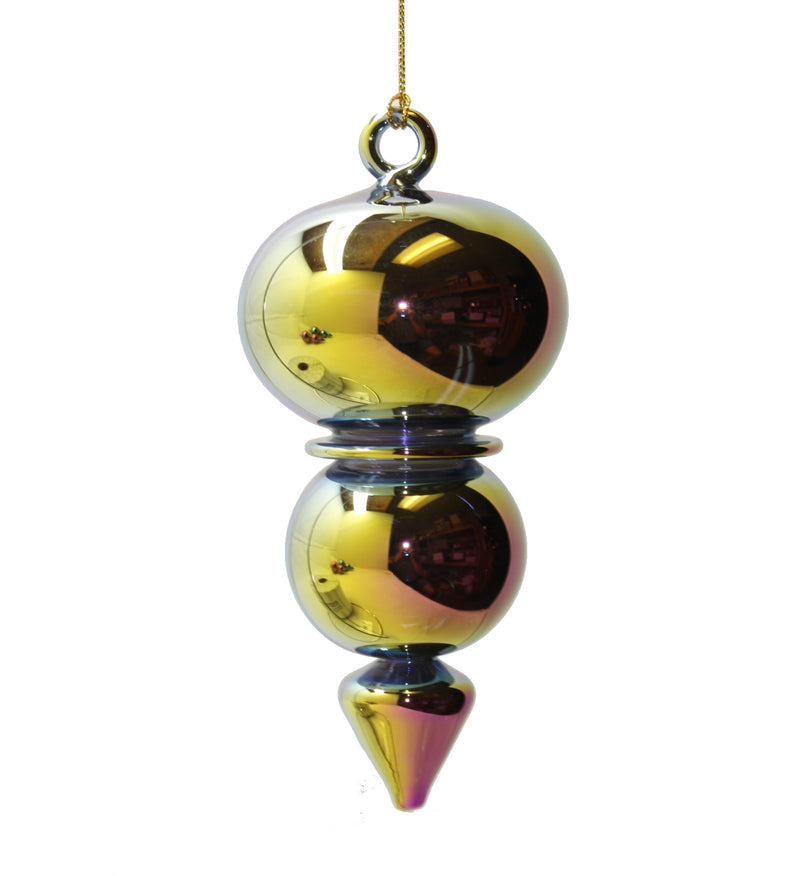Chromatic Egyptian Glass Double Torus with Spire Ornament