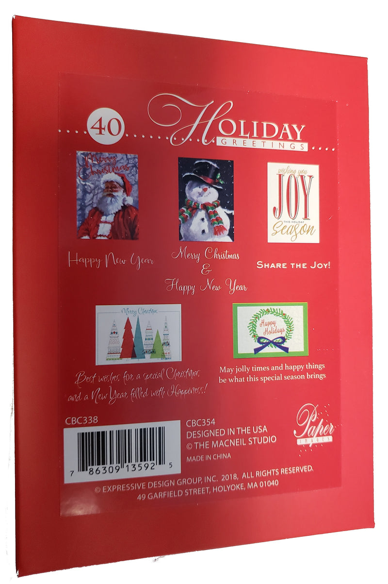 Holiday Greetings 40 Card Value Pack - 5 Designs - The Country Christmas Loft