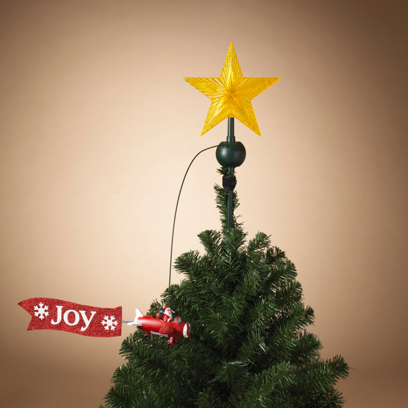 Santa Biplane Lighted Tree Topper - Joy - The Country Christmas Loft