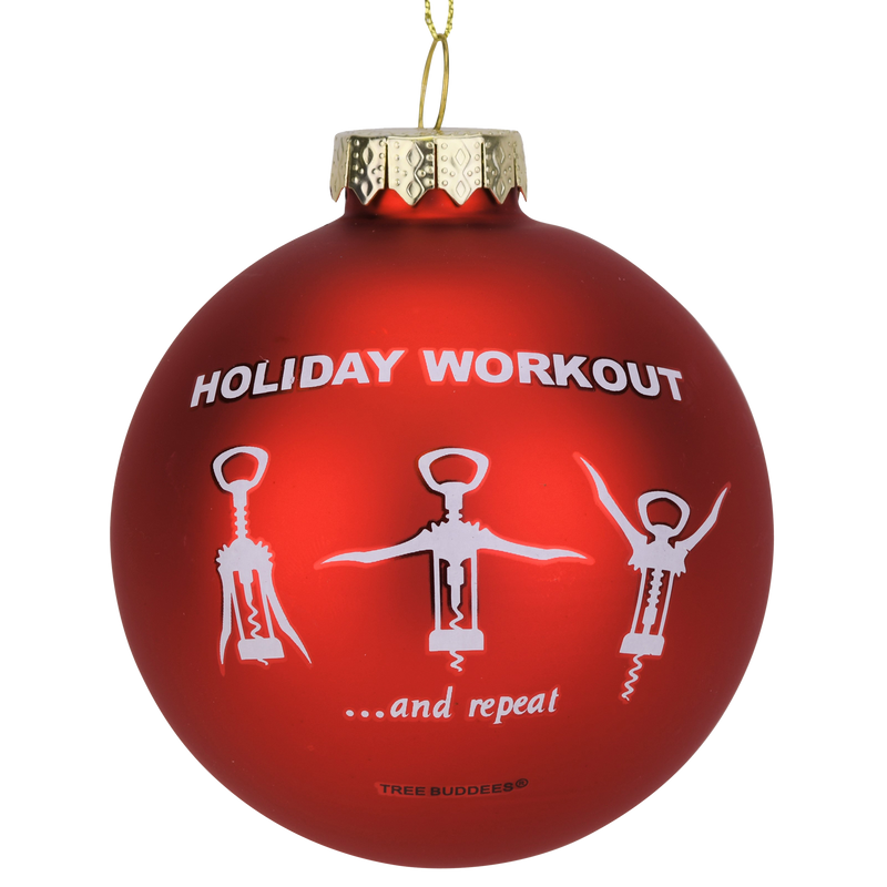 Wine Opener Holiday Workout Funny Glass Christmas Ornament - The Country Christmas Loft