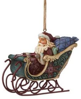 Santa In Sleigh World Ornament - The Country Christmas Loft