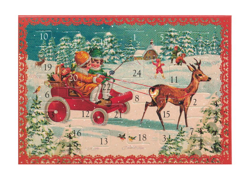 Miniature Advent Calendar Card - Wagon Ride - The Country Christmas Loft