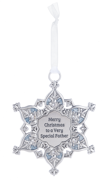Gem Snowflake Ornament - Merry Christmas to a Very Special Father - The Country Christmas Loft