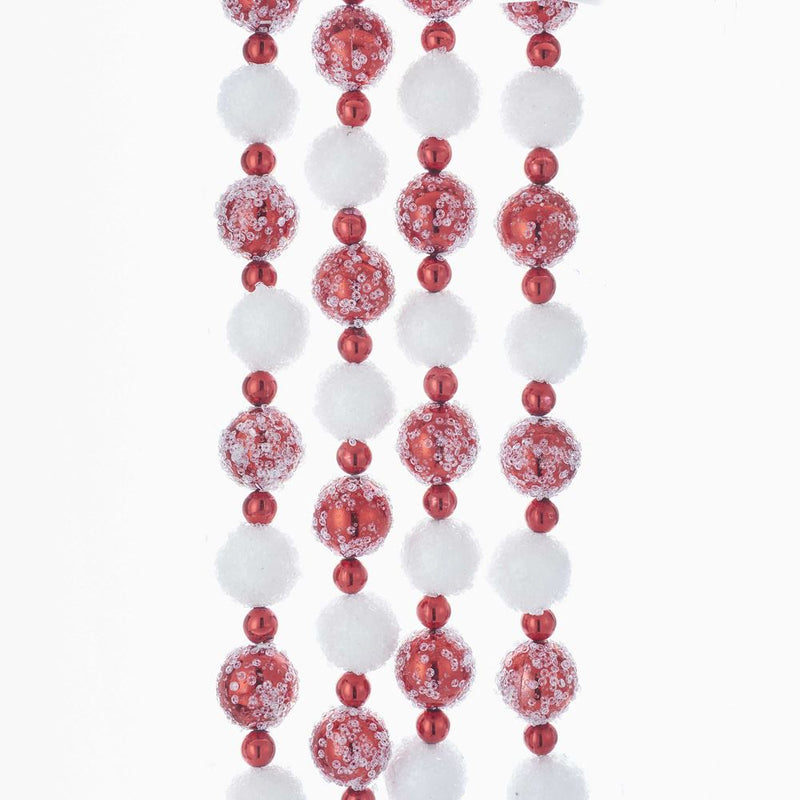 Red and White Frosted Beaded Garland - The Country Christmas Loft