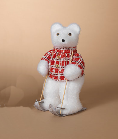 Polar Bear Skiing Figurine - 12 Inches Tall - The Country Christmas Loft