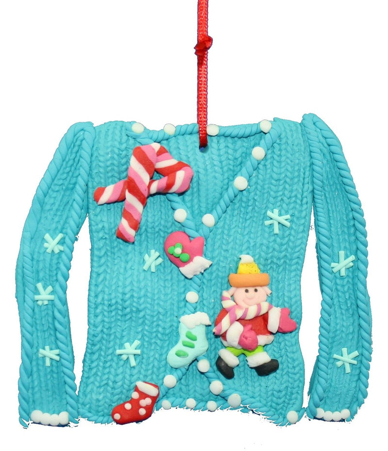 Claydough Sweater Ornament - Blue - The Country Christmas Loft