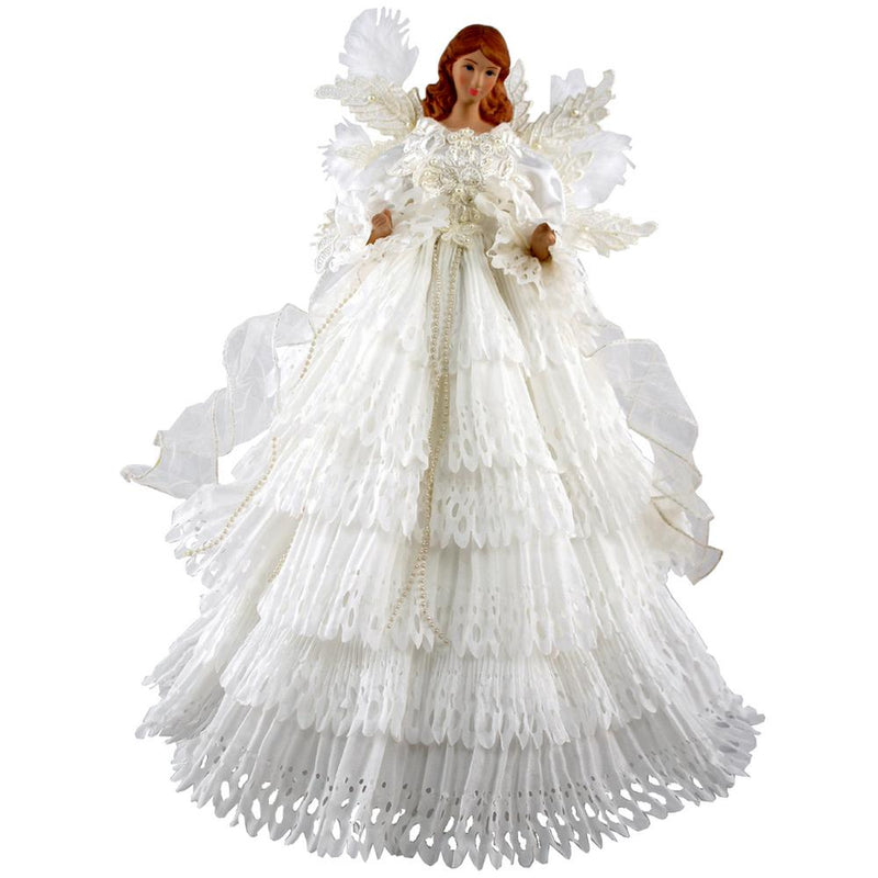 White Lace Angel Tree Topper - The Country Christmas Loft