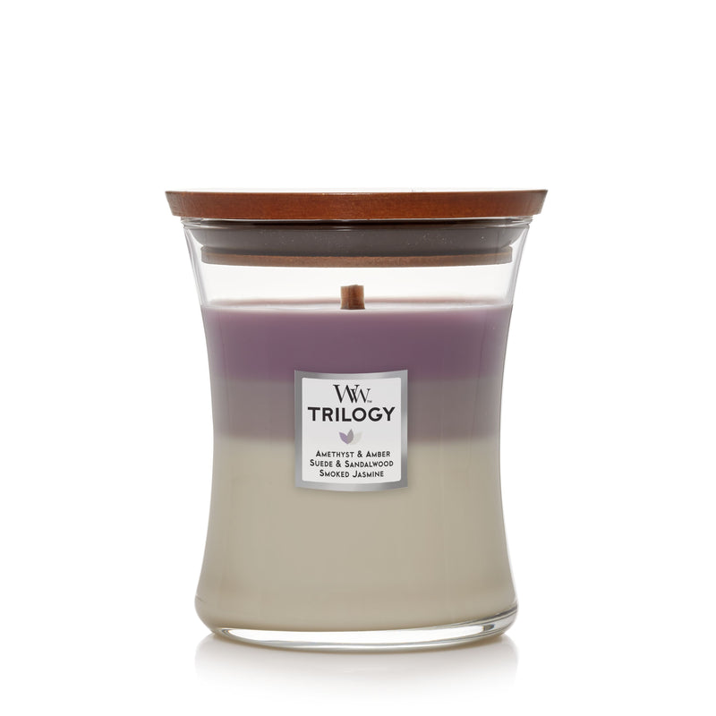 Woodwick Hourglass Jar 9.7 Ounce Candle - Amethyst Sky Trilogy - The Country Christmas Loft