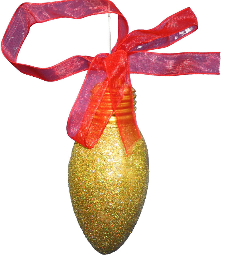 4.5 Inch Resin Glitter Bulb O - Yellow - The Country Christmas Loft