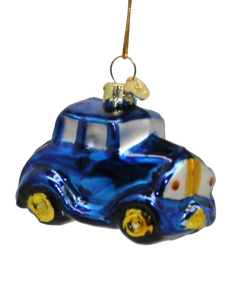 3 Inch Boxed Glass Ornament - Blue Car - The Country Christmas Loft