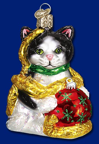 Old World Christmas Holiday Kitten Glass Blown Ornament - The Country Christmas Loft
