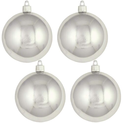 4" (100mm) Commercial Shatterproof Ball Ornament - Looking Glass Silver - 4 Pack - The Country Christmas Loft