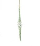 Outer Swirl Icicle Glass Ornaments - Green - Clear Center