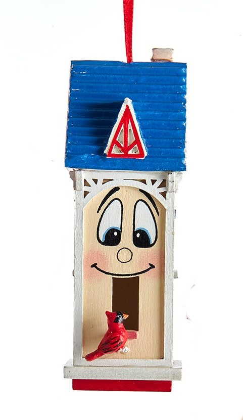 Whimsical Wooden Birdhouse Ornament - White - The Country Christmas Loft