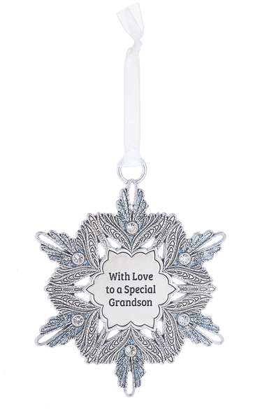 Gem Snowflake Ornament - With Love to a Special Grandson - The Country Christmas Loft